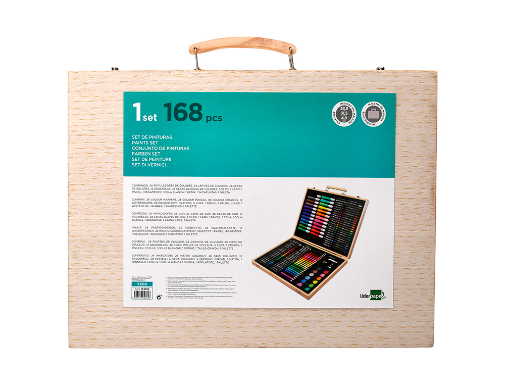 Set de pintura liderpapel madeira 168 pecas mala 39,3x30x4,8 cm ( Imagem 2 de 11 ) - Preview