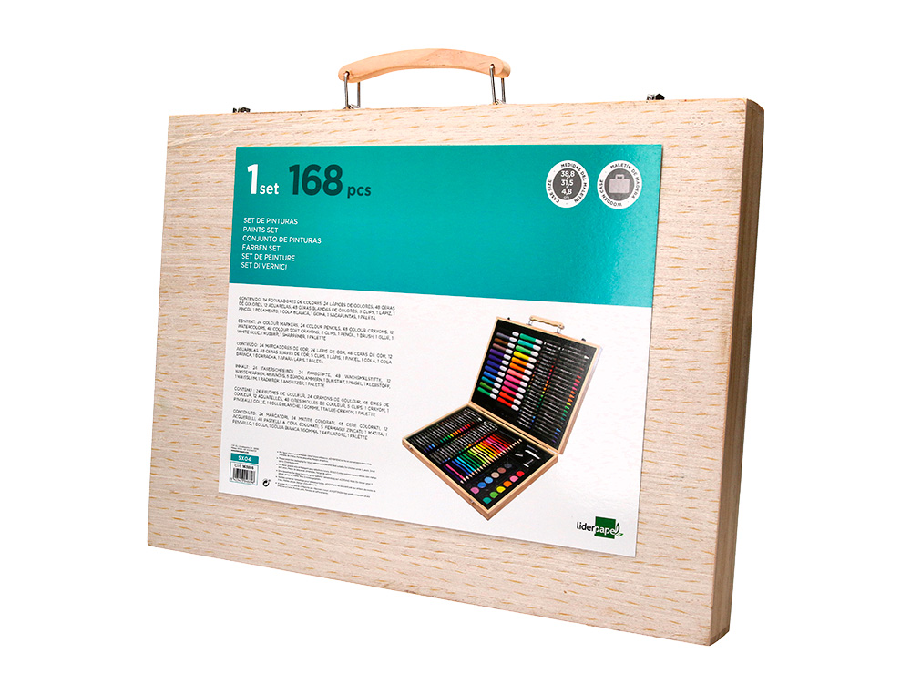 Set de pintura liderpapel madeira 168 pecas mala 39,3x30x4,8 cm ( Imagem 4 de 11 ) - Preview