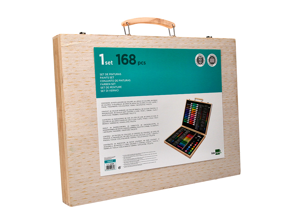 Set de pintura liderpapel madeira 168 pecas mala 39,3x30x4,8 cm ( Imagem 5 de 11 ) - Preview