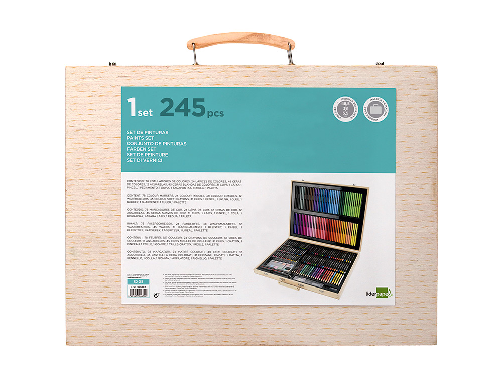 Set de pintura liderpapel madeira 245 pecas mala 49x36,6x4,5 cm ( Imagem 3 de 12 ) - Preview