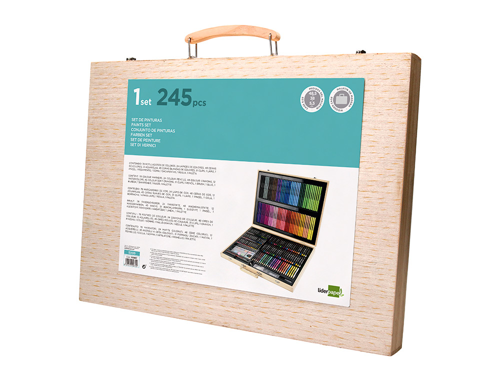 Set de pintura liderpapel madeira 245 pecas mala 49x36,6x4,5 cm ( Imagem 5 de 12 ) - Preview
