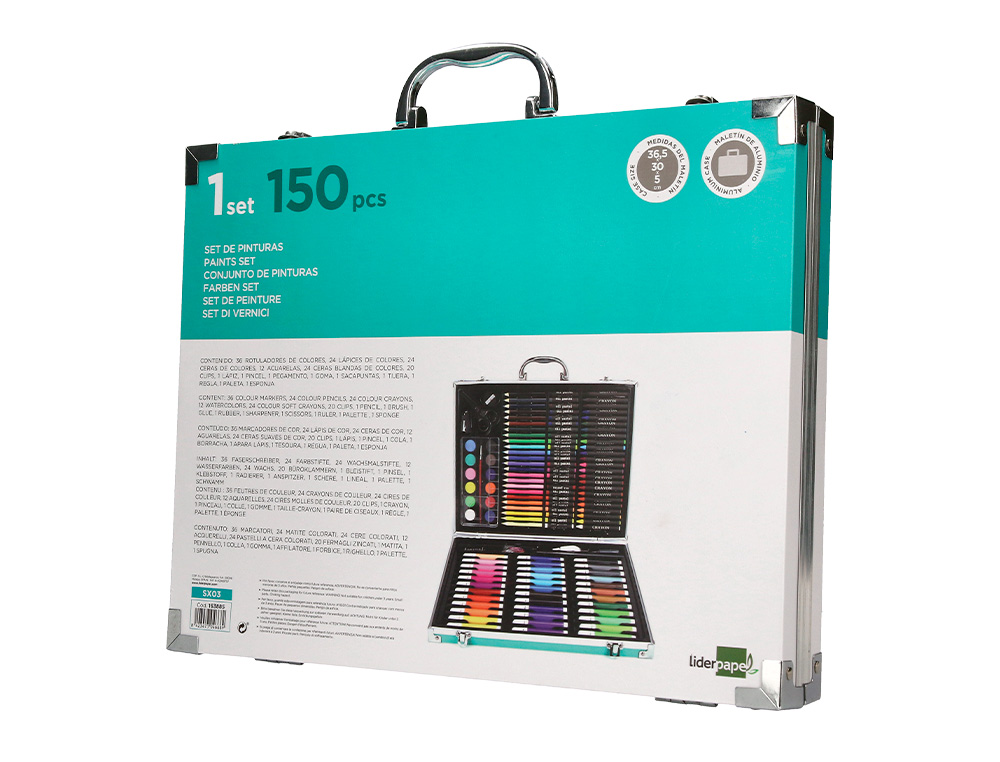 Set de pintura liderpapel aluminio 150 pecas mala 37,8x29,7x4,6 cm ( Imagem 4 de 11 ) - Preview