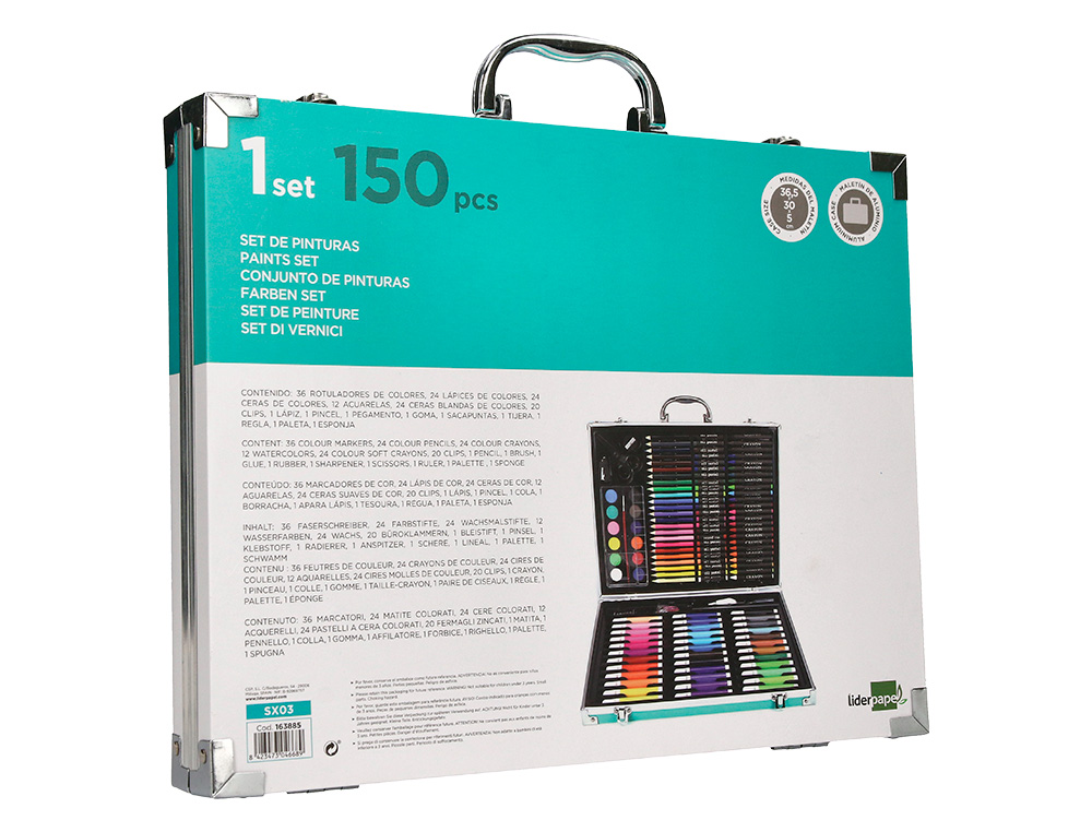 Set de pintura liderpapel aluminio 150 pecas mala 37,8x29,7x4,6 cm ( Imagem 5 de 11 ) - Preview