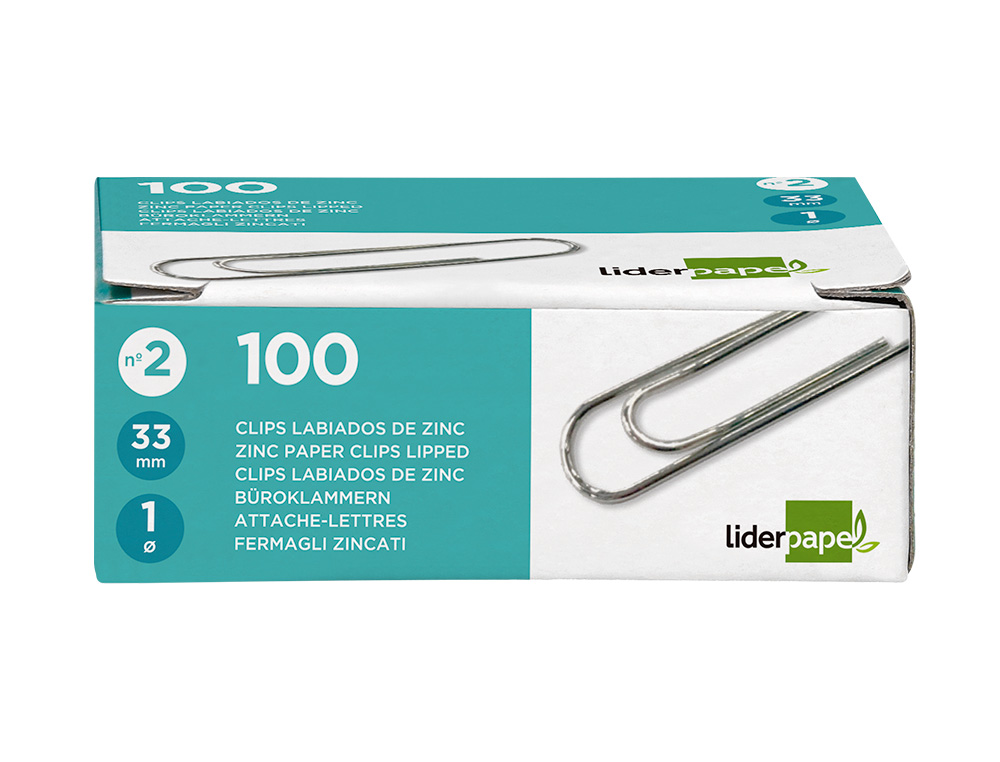 Clips liderpapel labiados n.2 33 mm caixa de 100 unidades ( Imagem 2 de 18 ) - Preview