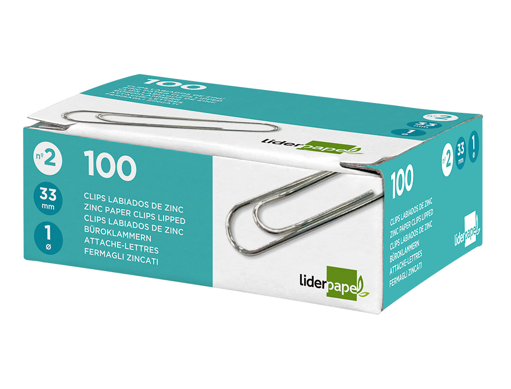 Clips liderpapel labiados n.2 33 mm caixa de 100 unidades ( Imagem 3 de 18 ) - Preview