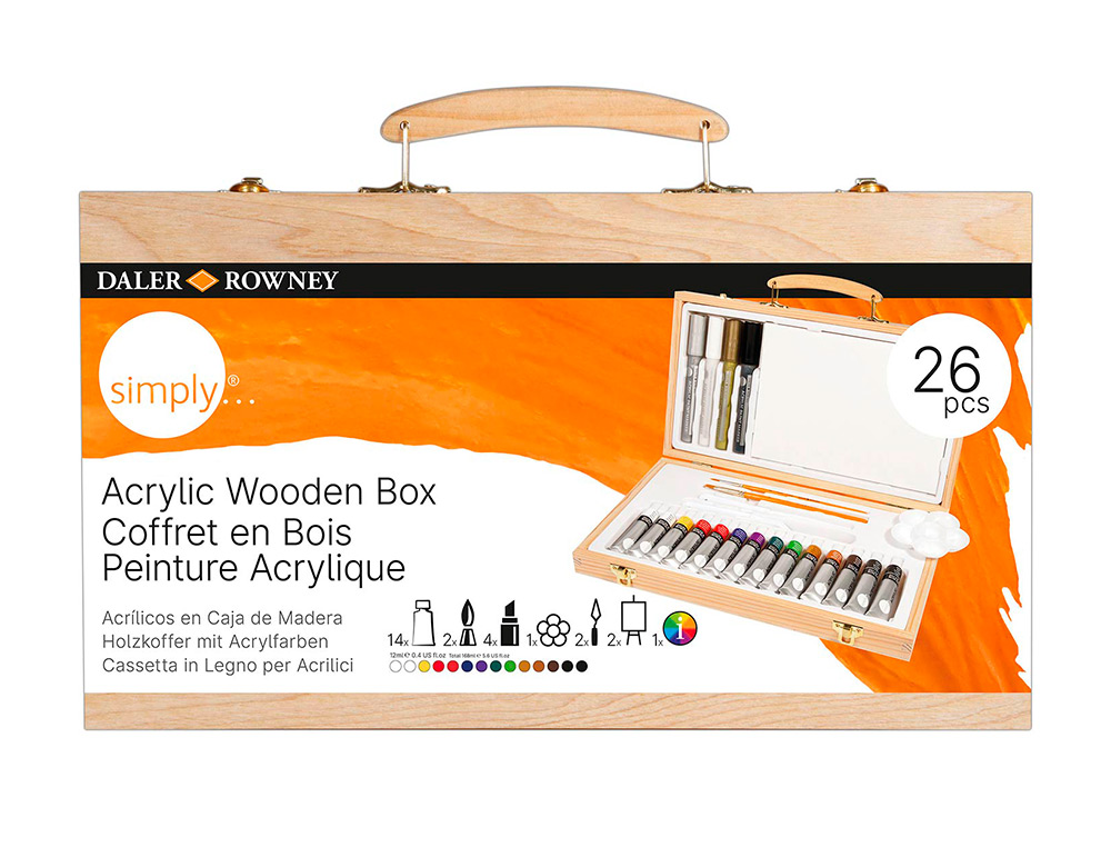 Conjunto Acrílico Simply Daler Rowney C/Caixa de Madeira D126500550 ( Imagem 4 de 4 ) - Preview