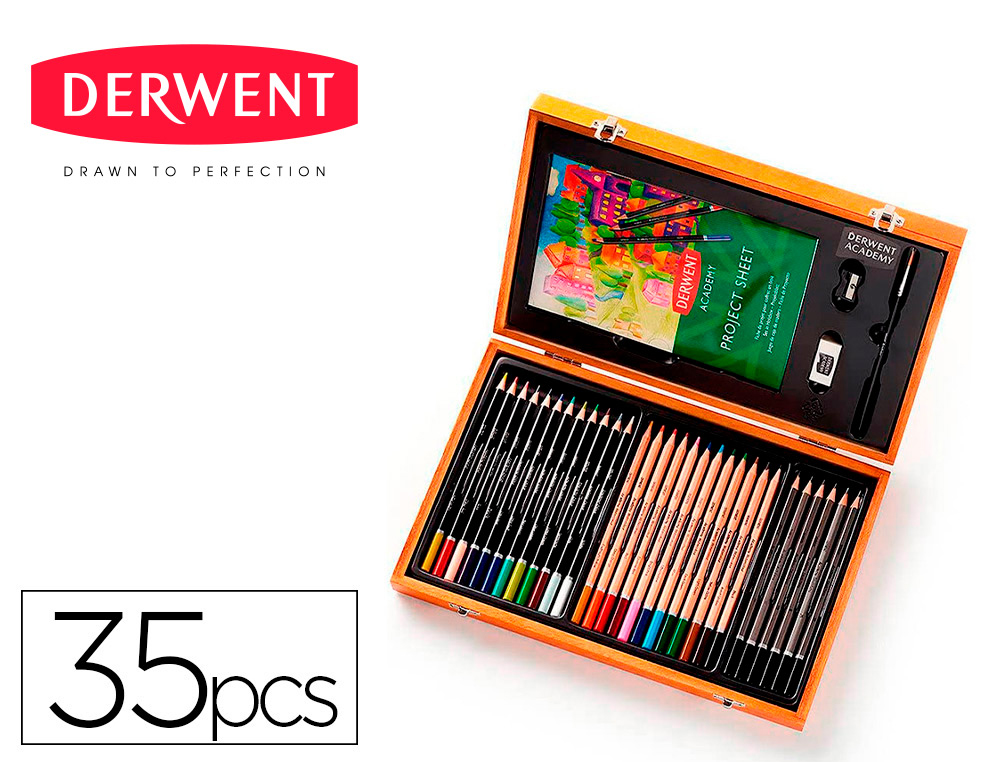 Estojo de pintura Derwent Academy lápis de madeira de cores - 35 peças ( Imagem 5 de 9 ) - Preview