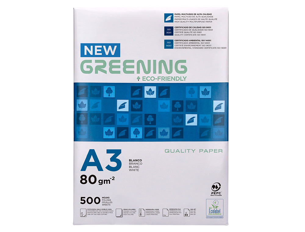 Papel fotocopia greening din a3 pack 500 folhas 80 gr (5 unidades) ( Imagem 2 de 7 ) - Preview