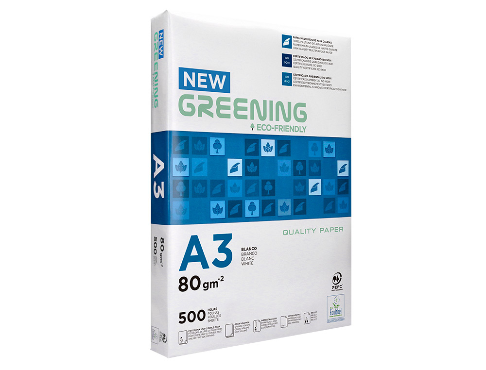 Papel fotocopia greening din a3 pack 500 folhas 80 gr (5 unidades) ( Imagem 3 de 7 ) - Preview