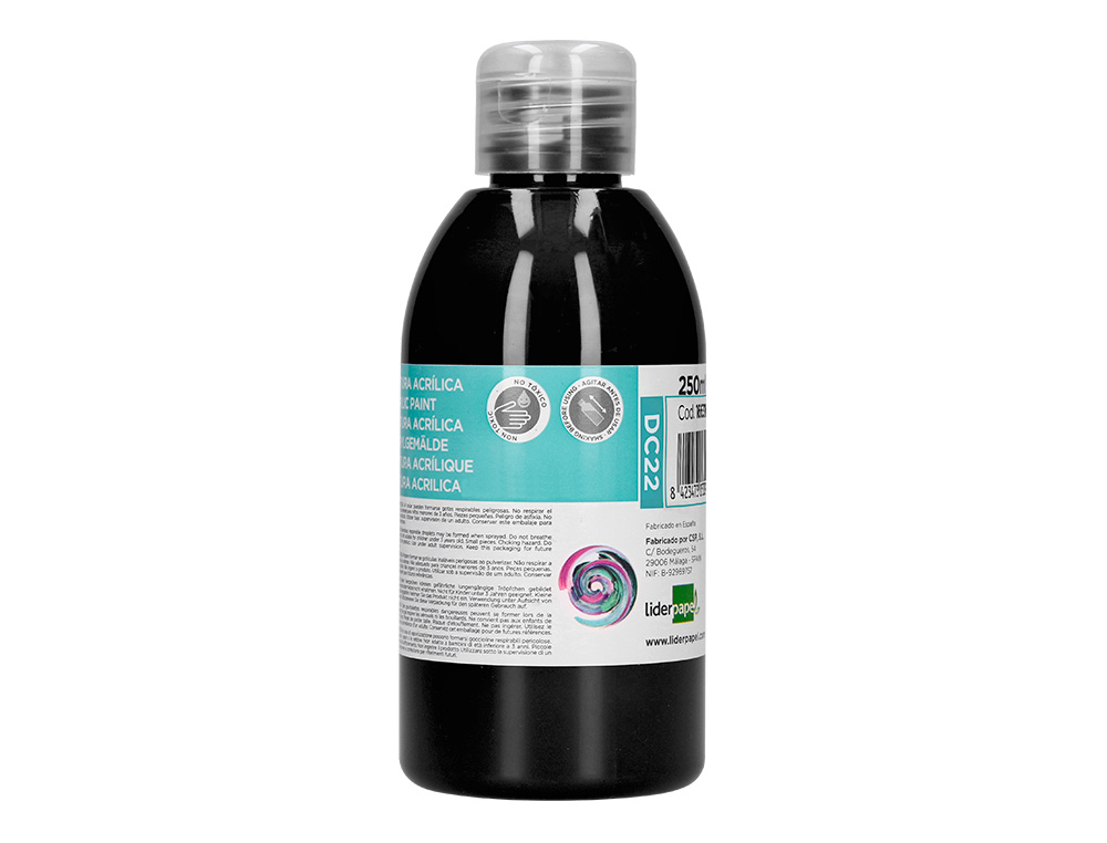 Pintura acrilica liderpapel frasco de 250 ml preto ( Imagem 5 de 9 ) - Preview