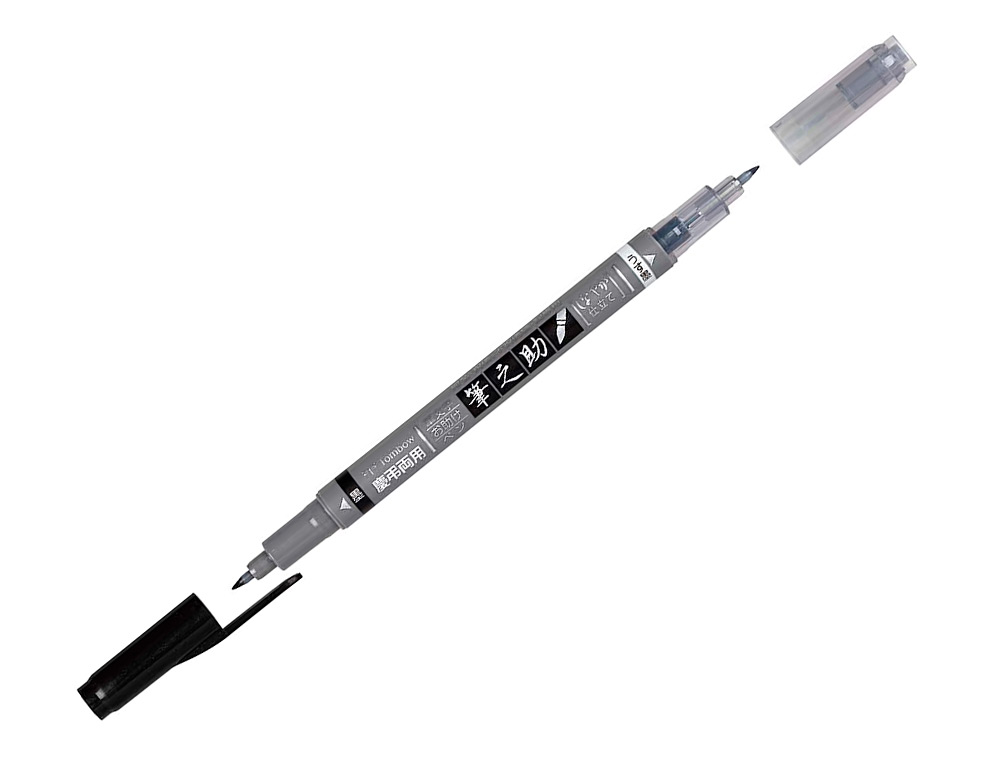 Rotulador tombow fudenosuke tinta base de agua doble punta blanda color gris/negro ( Imagem 3 de 5 ) - Preview