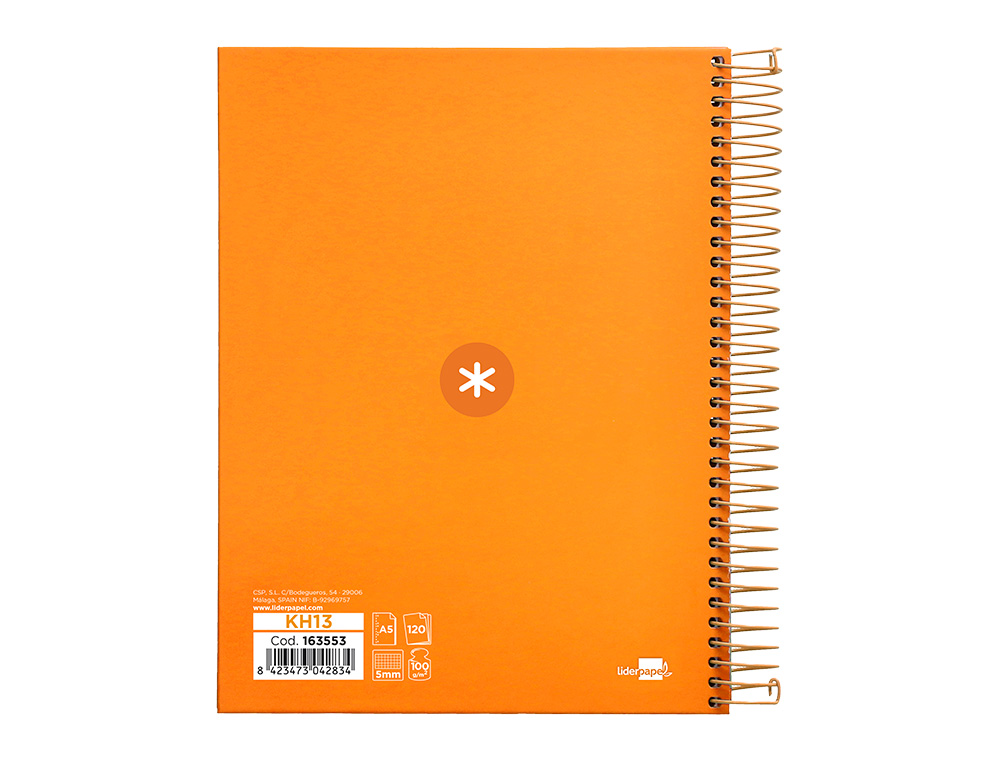 Caderno espiral liderpapel din a5 antartik capa forrada 120 f 100 gr quadricula 5 mm 5 bandas cor mostarda ( Imagem 3 de 10 ) - Preview