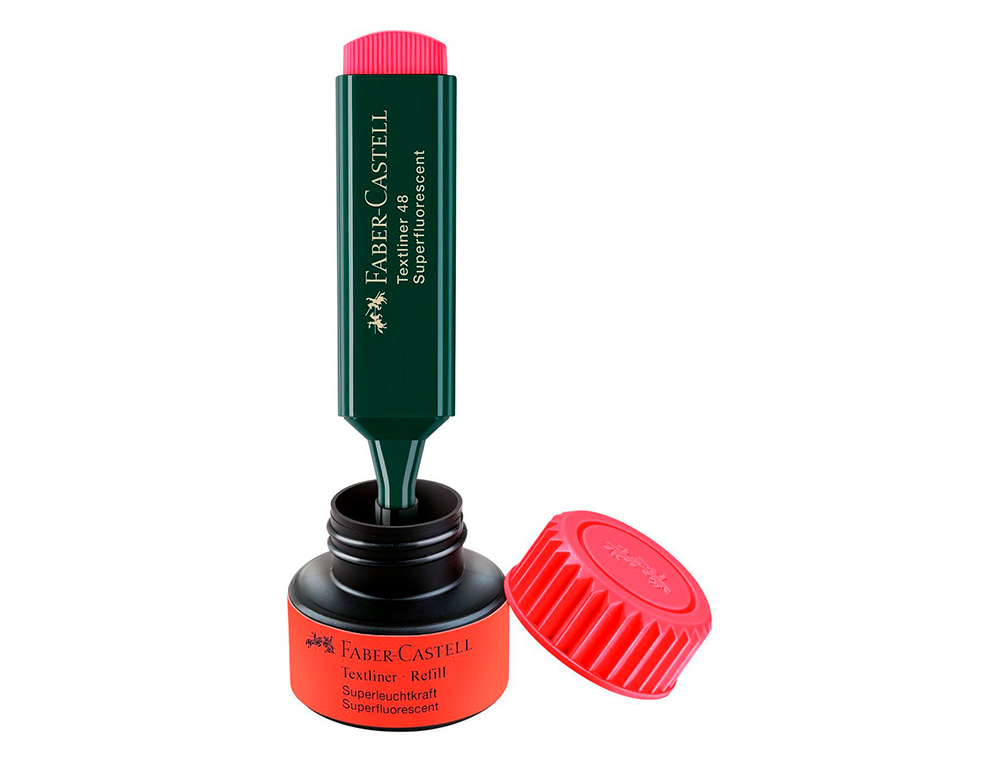 Tinta marcador faber castell fluorescente 1549 com sistema capilar cor vermelho frasco de 30 ml ( Imagem 3 de 3 ) - Preview