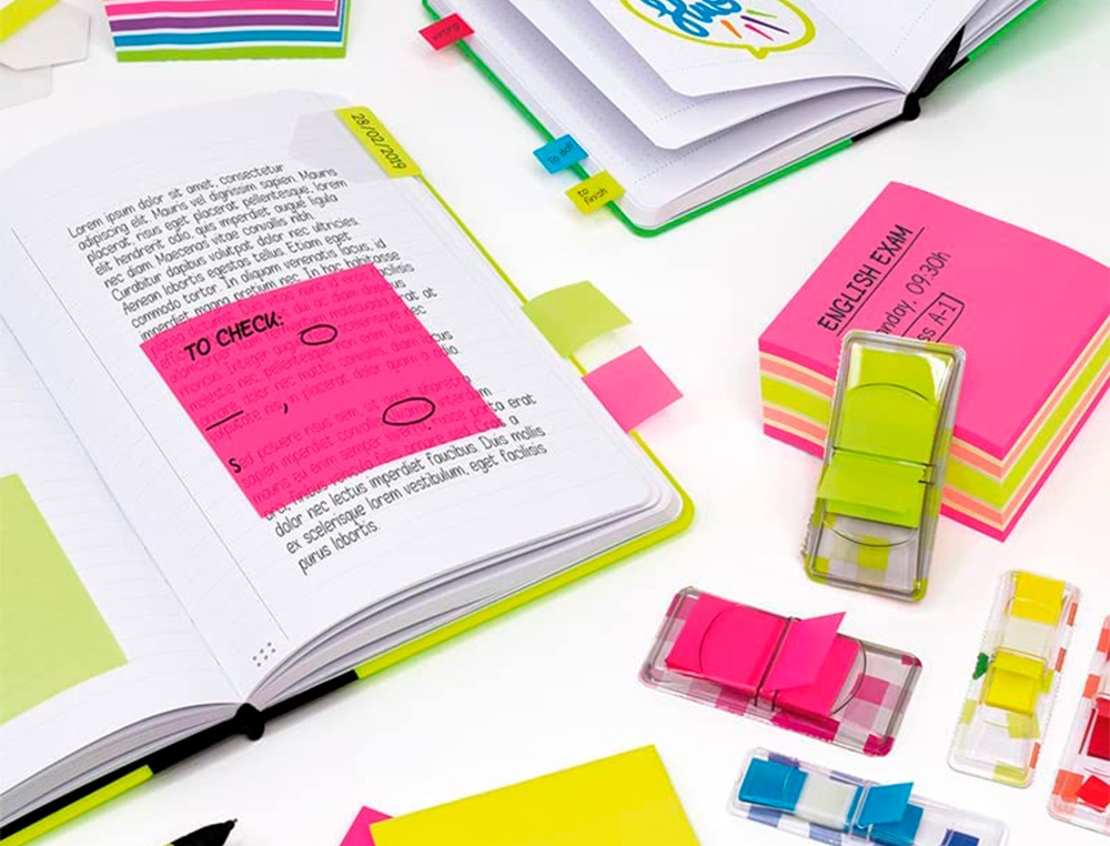 Bloco de notas adesivas milan 76x76 mm removivel plastico translucido rosa fluor 50 folhas ( Imagem 4 de 9 ) - Preview