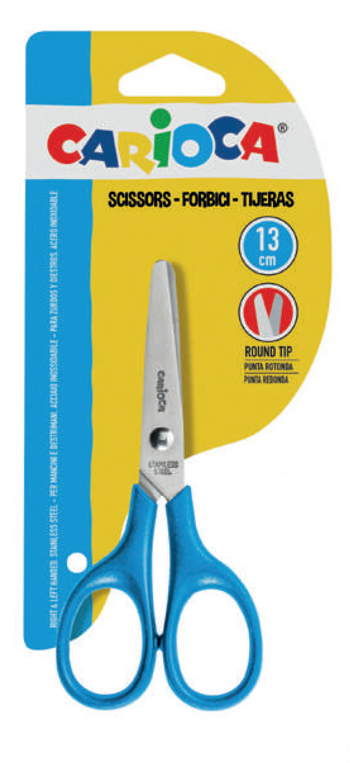 Tesoura P/ Ambidestros Carioca 13Cm Ponta Arredondada Azul 42634 Blister ( Imagem 2 de 2 ) - Preview