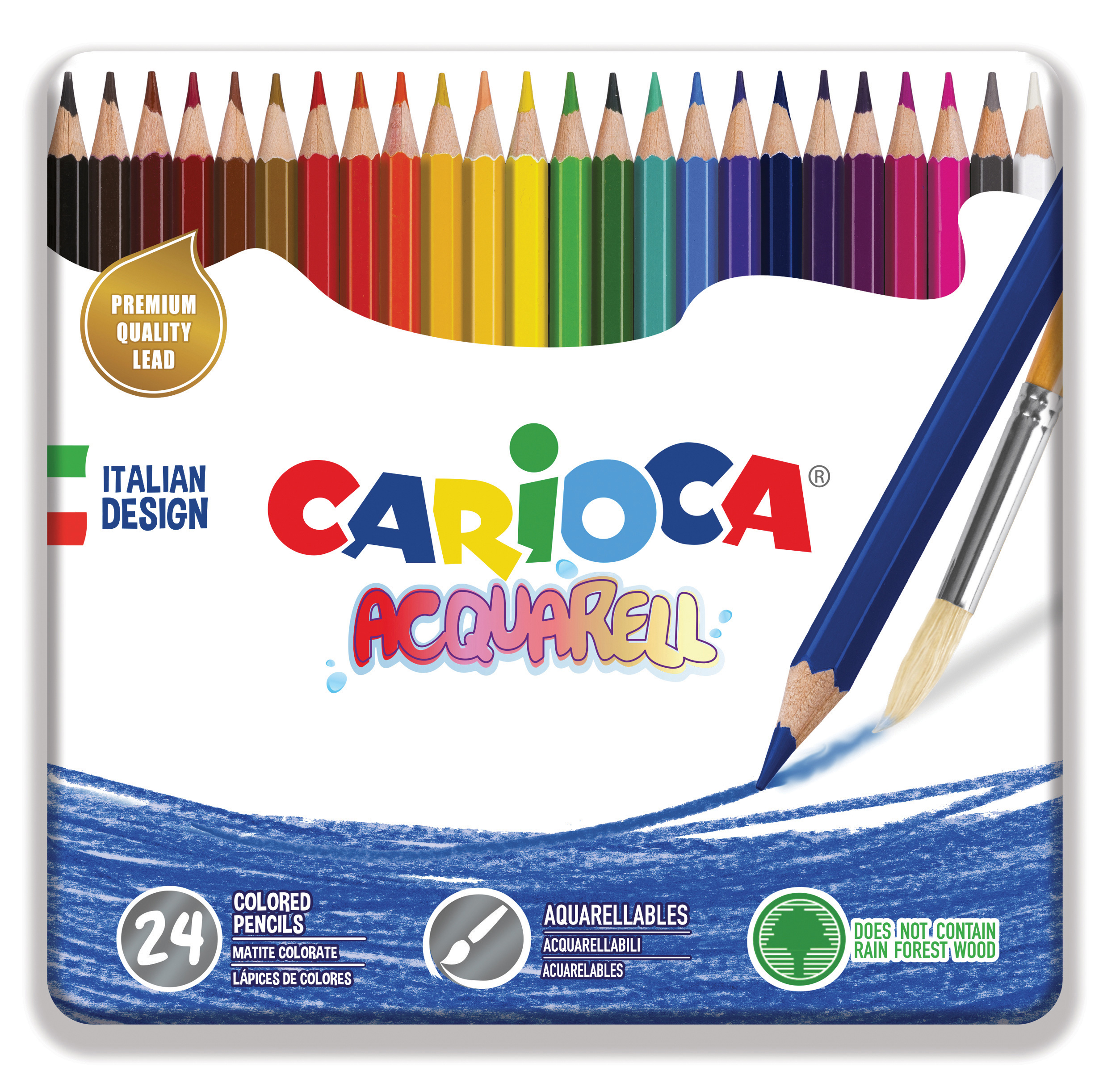 Lapis de cores carioca aguarelavel caixa metalica de 24 cores sortidas ( Imagem 2 de 3 ) - Preview