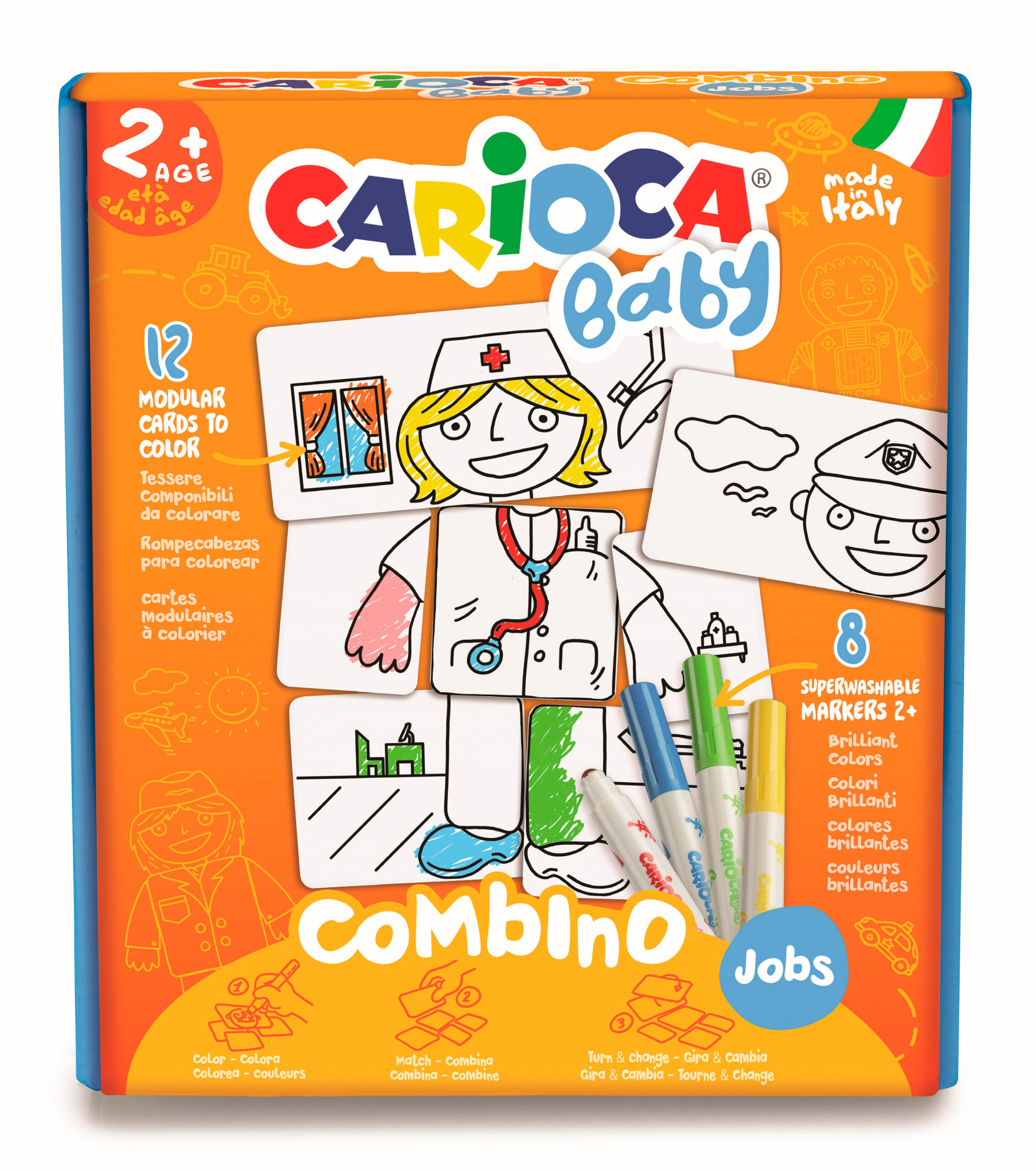 Marcador Escolar Carioca Baby Combino Profissoes 42894 Cx C/8 + 12 Cartoes ( Imagem 2 de 3 ) - Preview