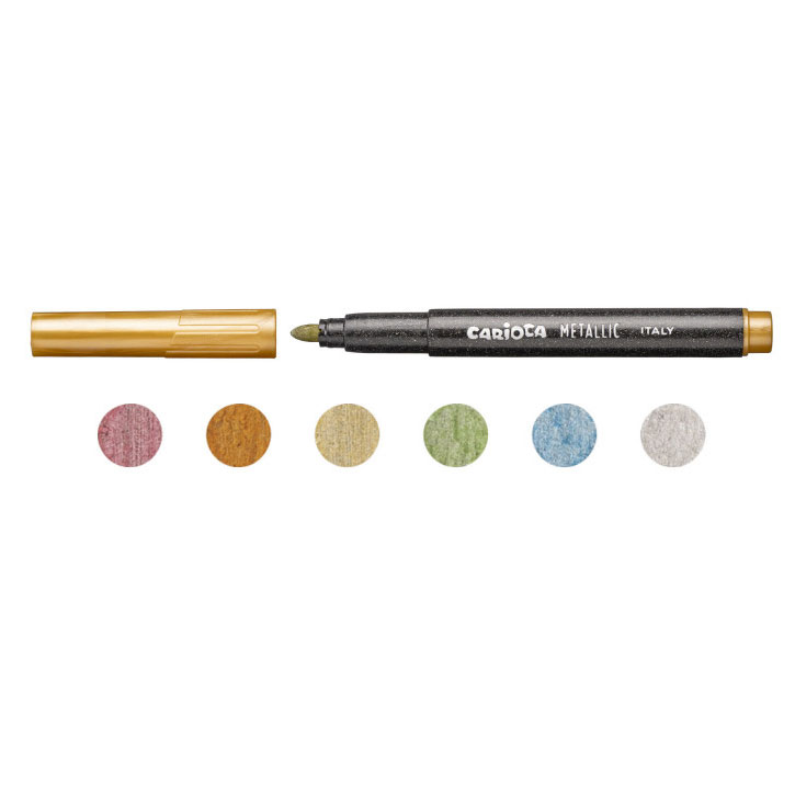 Marcador carioca metallic ponta maxi 6 mm caixa de 6 cores sortidas ( Imagem 2 de 7 ) - Preview
