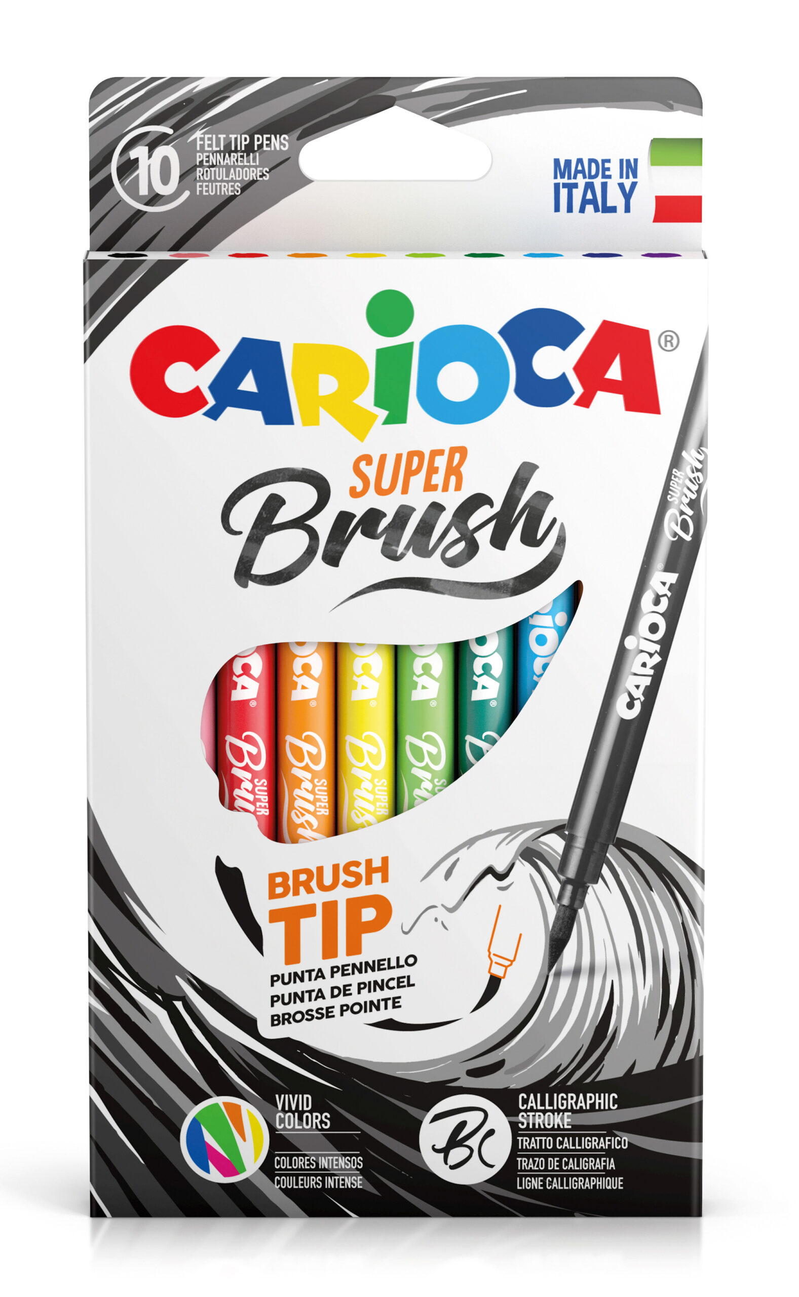 Marcador Escolar Carioca Super Brush Pen 10 Cores 42937 ( Imagem 3 de 6 ) - Preview