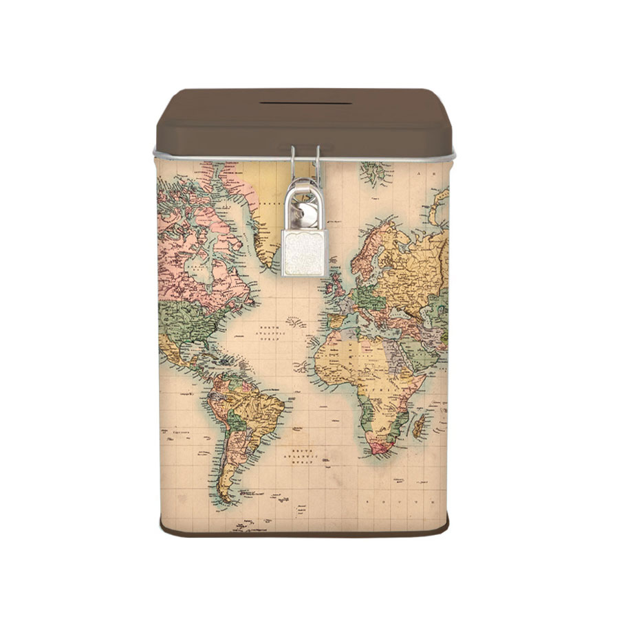 Mealheiro I-Total Let'S Travel The World Metálico C/Cadeado Xl2016 ( Imagem 2 de 2 ) - Preview