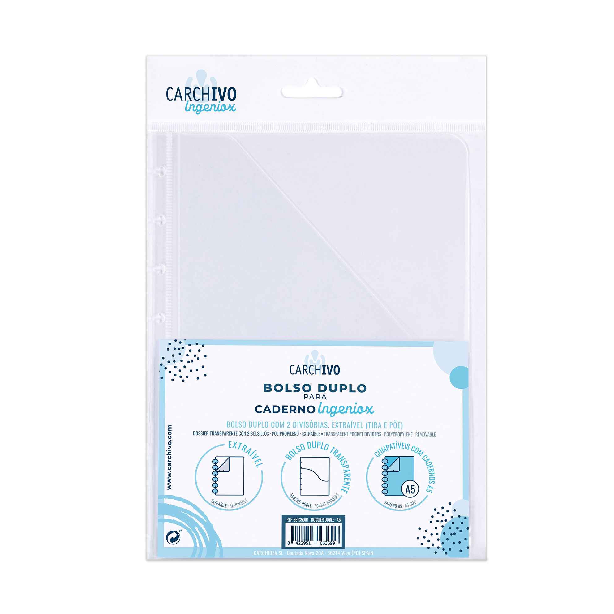 Bolsa de Documentos A5 para Caderno Ingeniox Duplo PP Transparente 66135001 ( Imagem 4 de 4 ) - Preview
