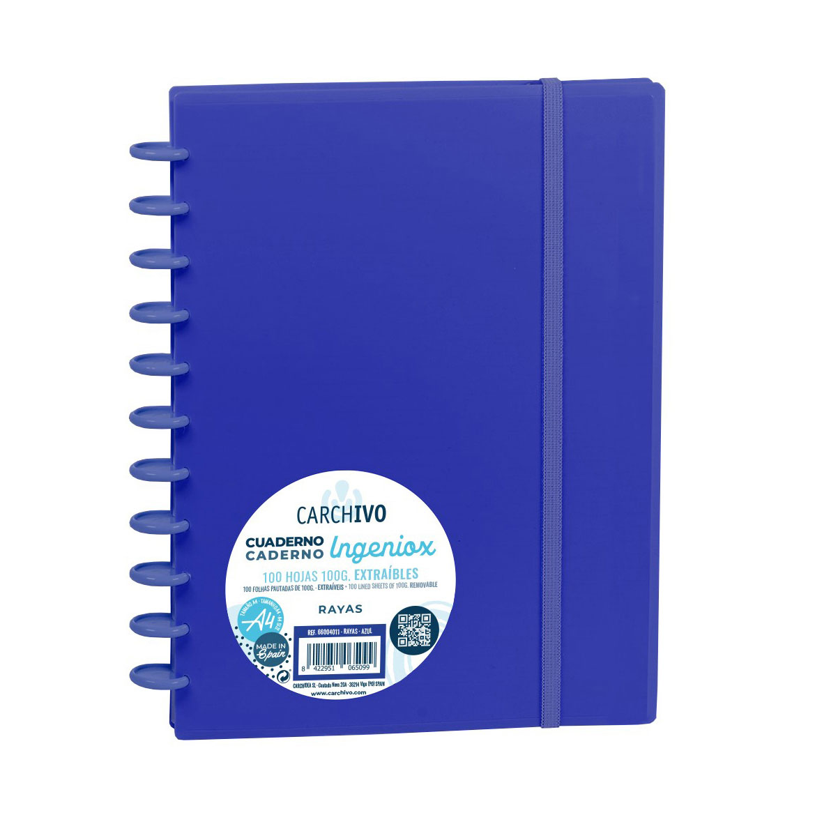 Caderno Ingeniox A4 Pautado 100FL Azul Intense com Elástico 66004011 ( Imagem 2 de 2 ) - Preview