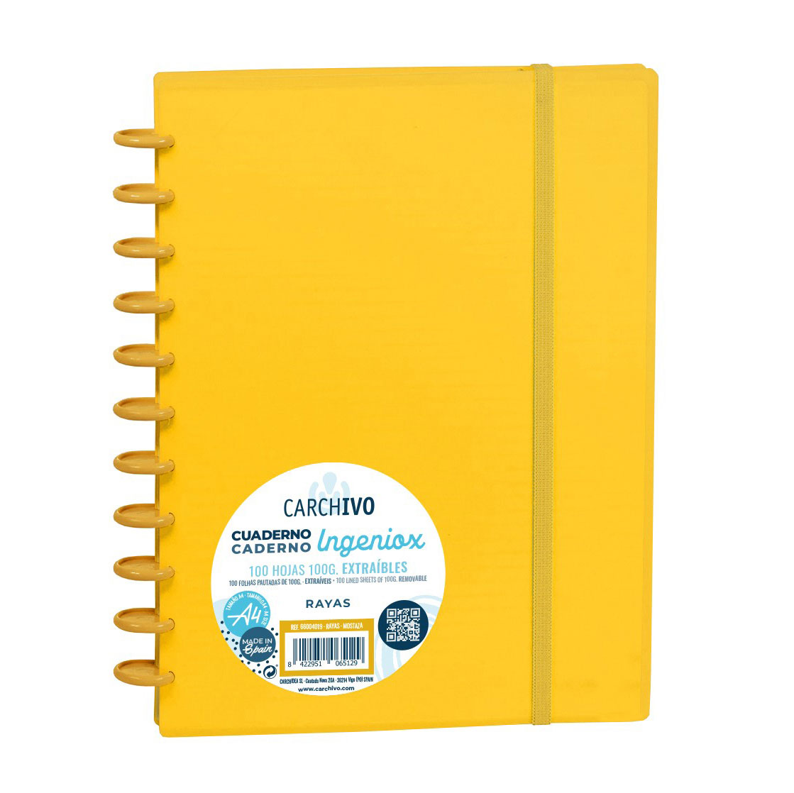 Caderno Ingeniox A4 Pautado 100FL MOSTARDA Intense com Elástico 66004019 ( Imagem 2 de 2 ) - Preview