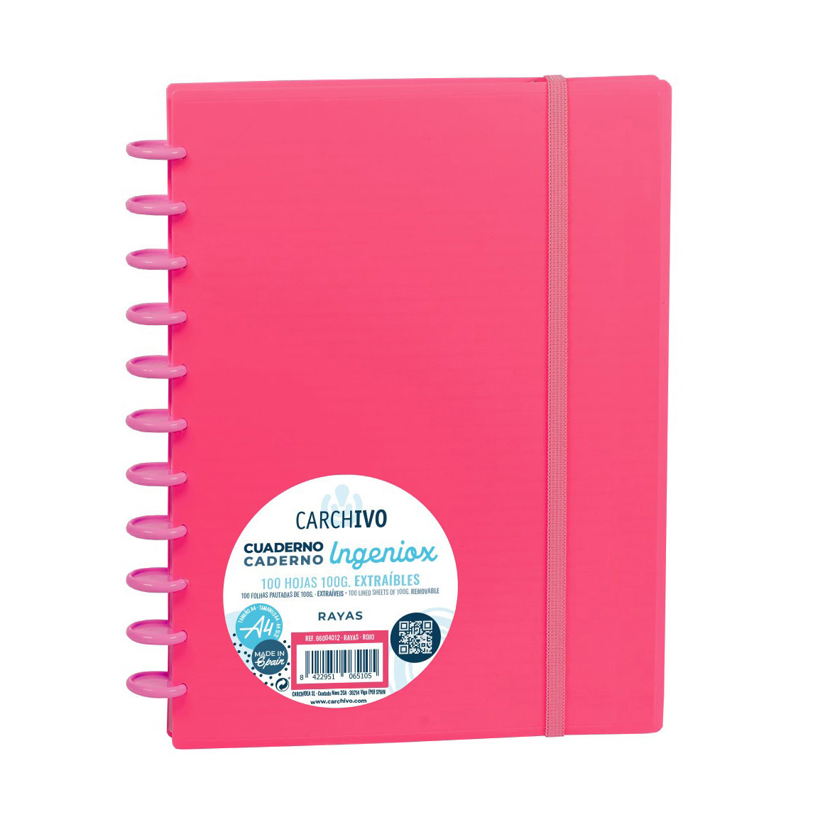 Caderno Ingeniox A4 Pautado 100FL Vermelho Intense com Elástico 66004012 ( Imagem 2 de 2 ) - Preview