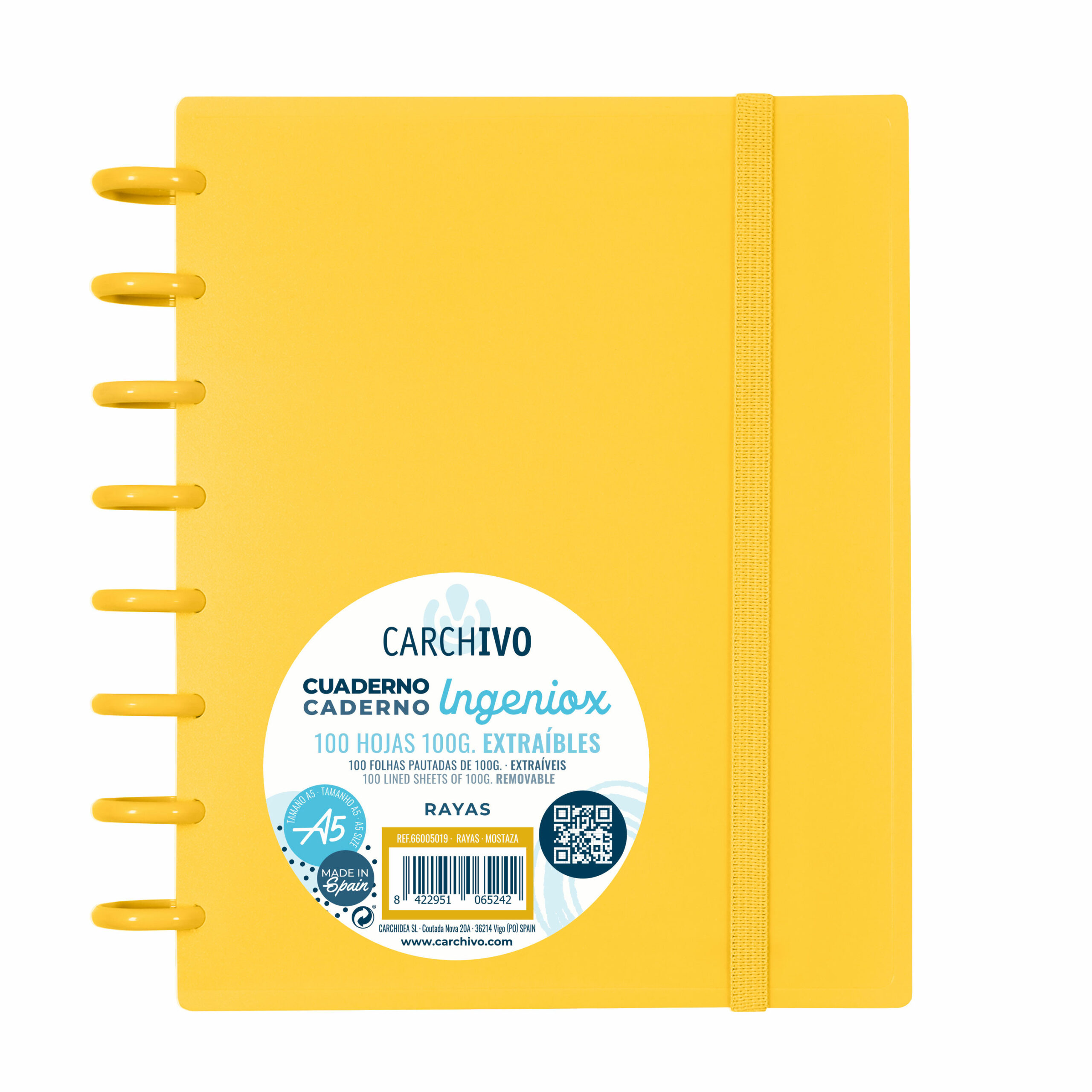 Caderno Ingeniox A5 Pautado 100FL Mostarda Intense com Elástico 66005019 ( Imagem 2 de 2 ) - Preview
