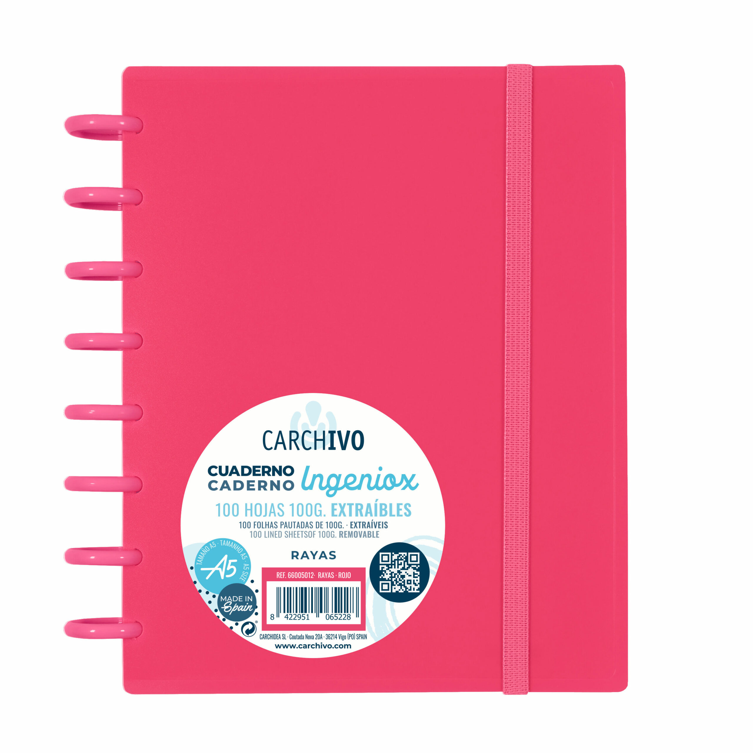 Caderno Ingeniox A5 Pautado 100FL Vermelho Intense com Elástico 66005012 ( Imagem 2 de 2 ) - Preview