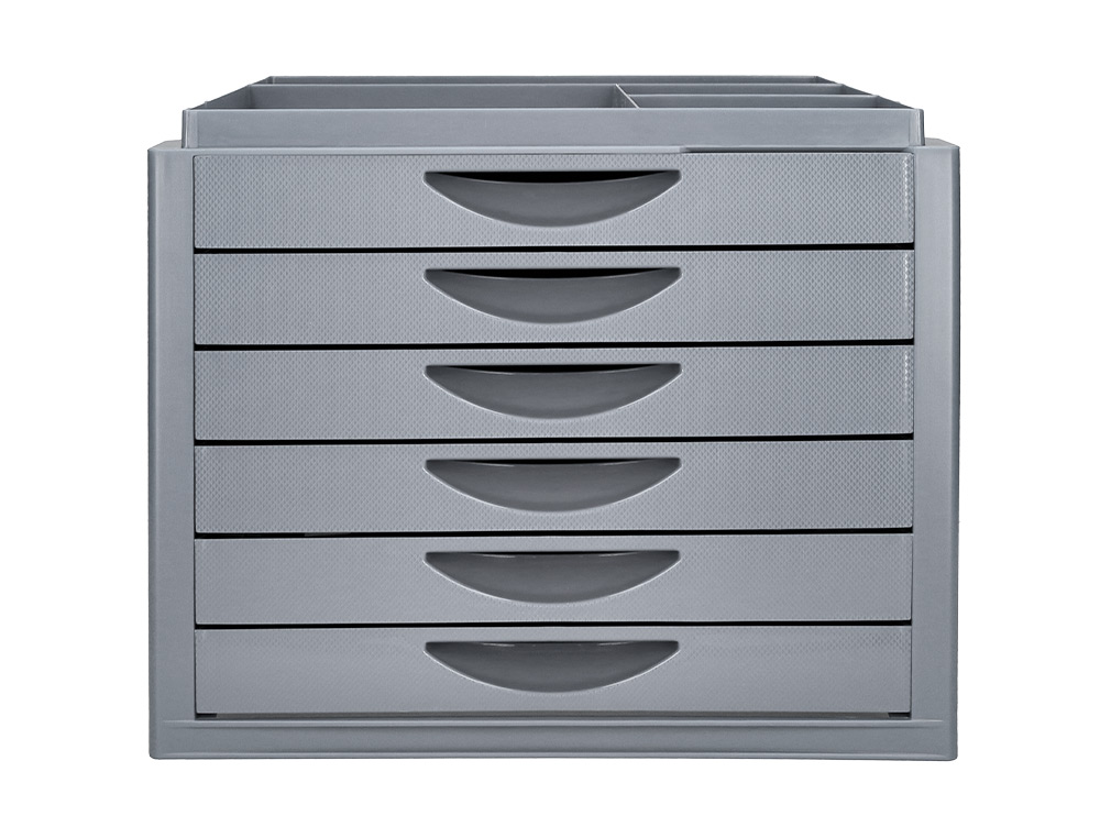 Ficheiro gavetas de secretaria q-connect bandeja organizadora superior 6 gavetas cor cinza opaco 350x255x280 mm ( Imagem 2 de 11 ) - Preview