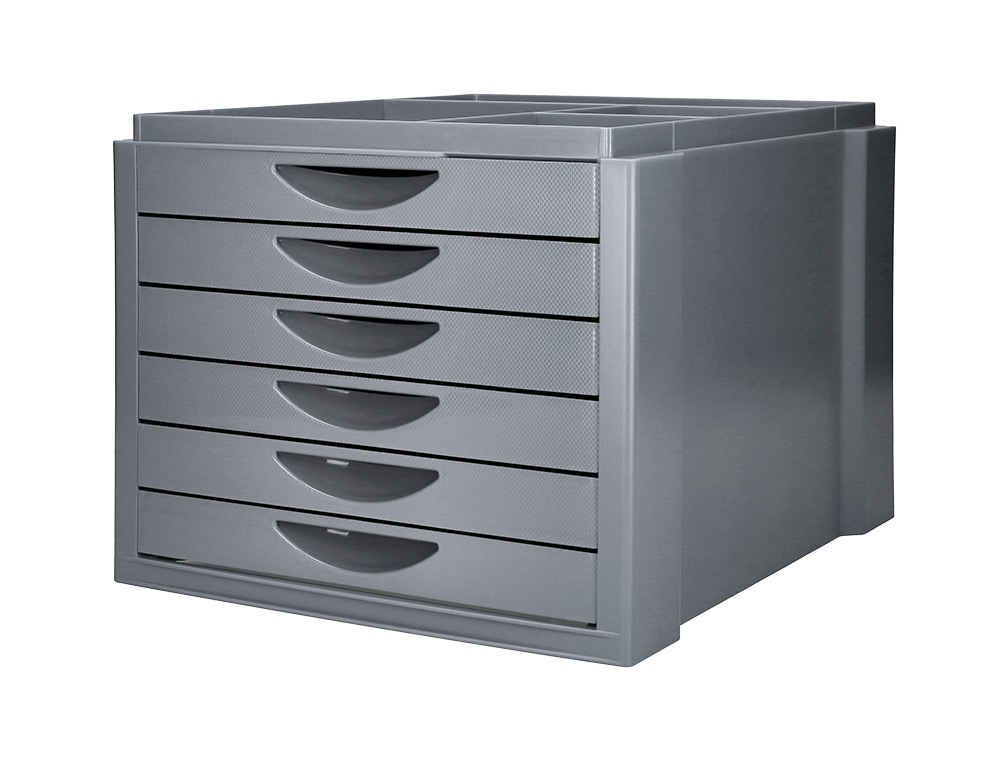 Ficheiro gavetas de secretaria q-connect bandeja organizadora superior 6 gavetas cor cinza opaco 350x255x280 mm ( Imagem 3 de 11 ) - Preview