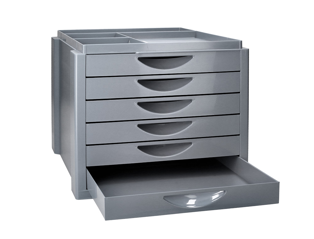 Ficheiro gavetas de secretaria q-connect bandeja organizadora superior 6 gavetas cor cinza opaco 350x255x280 mm ( Imagem 4 de 11 ) - Preview