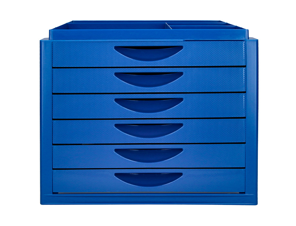 Ficheiro gavetas de secretaria q-connect bandeja organizadora superior 6 gavetas cor azul opaco 350x255x280 mm ( Imagem 2 de 11 ) - Preview