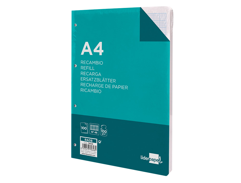 LIDERPAPEL Ruled Paper Refill (A4 - 100 Sheets) m2 46 4 holes ( Imagem 4 de 17 ) - Preview