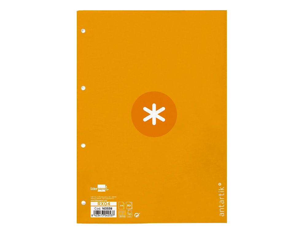 Recarga liderpapel a4 antartik 100 folhas 90g/m2 quadricula 5mm 4 furos 1 banda moldura cor mostarda ( Imagem 2 de 12 ) - Preview