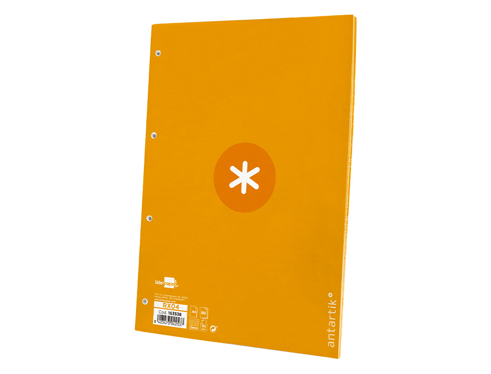 Recarga liderpapel a4 antartik 100 folhas 90g/m2 quadricula 5mm 4 furos 1 banda moldura cor mostarda ( Imagem 5 de 12 ) - Preview