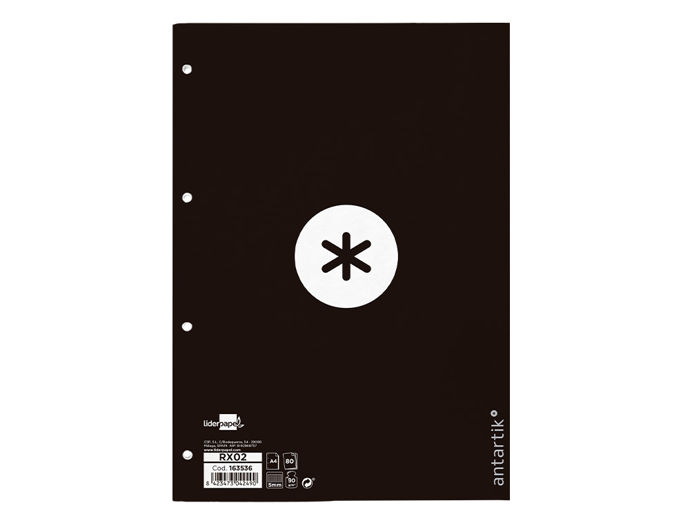 Recarga liderpapel a4 antartik 100 folhas 90g/m2 quadricula 5mm 4 furos 1 banda moldura cor preto ( Imagem 2 de 12 ) - Preview