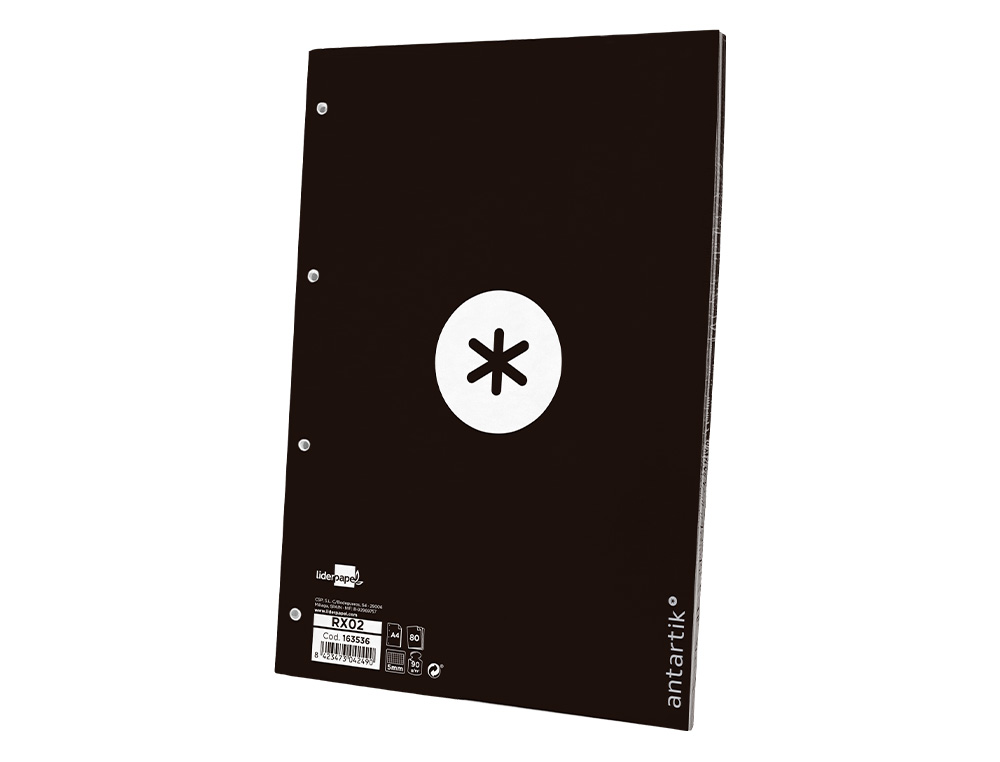 Recarga liderpapel a4 antartik 100 folhas 90g/m2 quadricula 5mm 4 furos 1 banda moldura cor preto ( Imagem 5 de 12 ) - Preview