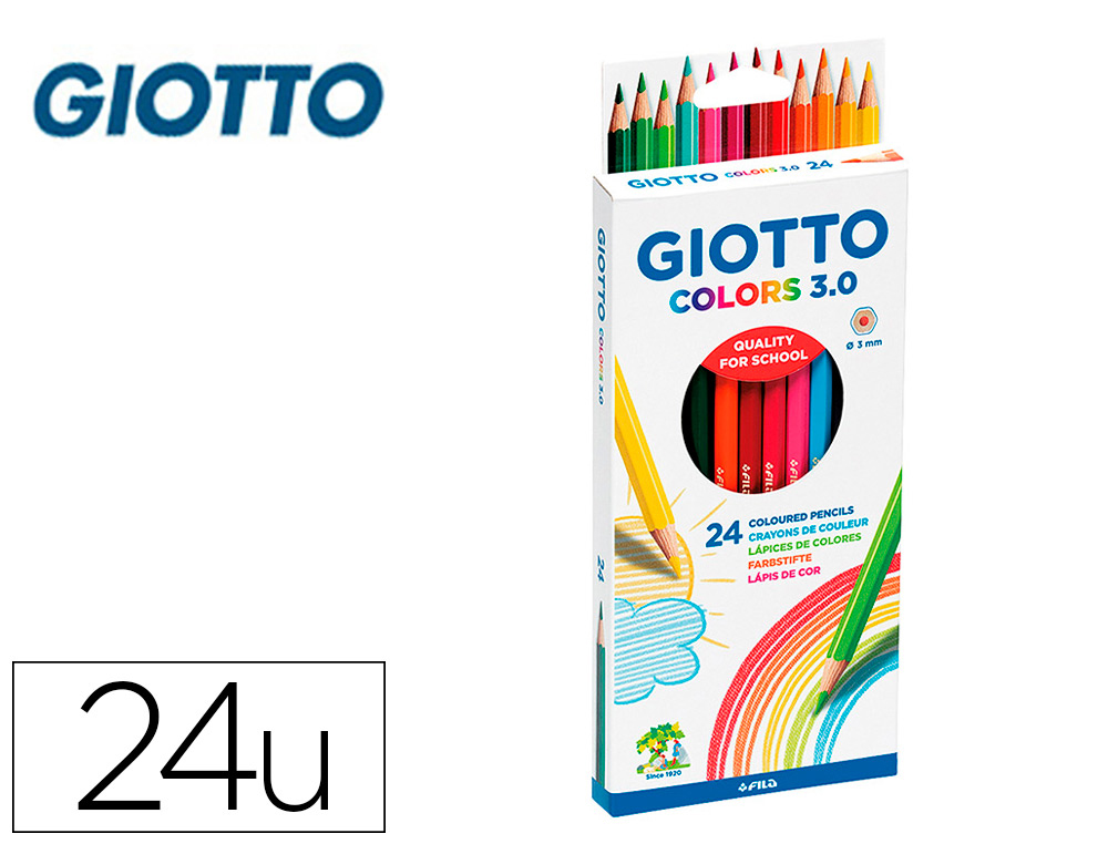 Lapis de cor giotto colors 3.0 caixa de 24 cores mina 3 mm ( Imagem 2 de 7 ) - Preview