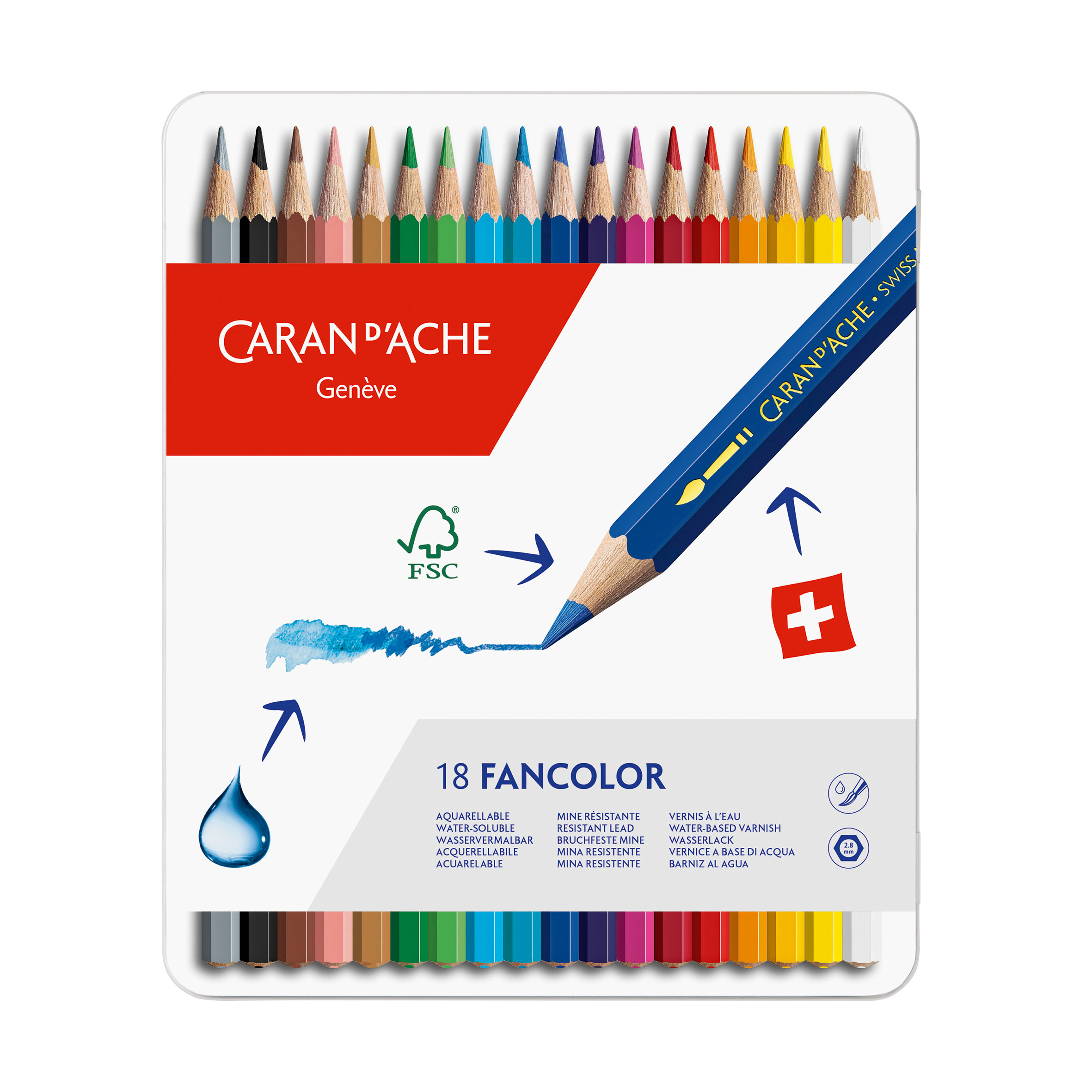 Lápis de Cor Caran d'Ache - Caixa de 18 lápis Fancolor Aguarela ( Imagem 4 de 4 ) - Preview