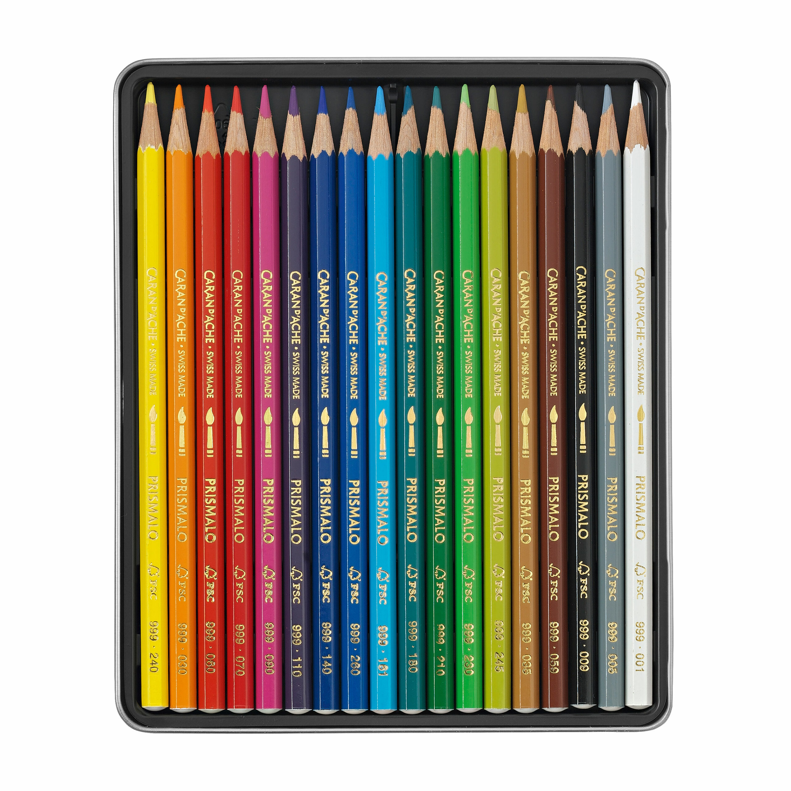 Lapis de Cores Aguareláveis Prismalo - Caran Dache - Caixa Metálica de 18 Cores Sortidas ( Imagem 4 de 5 ) - Preview