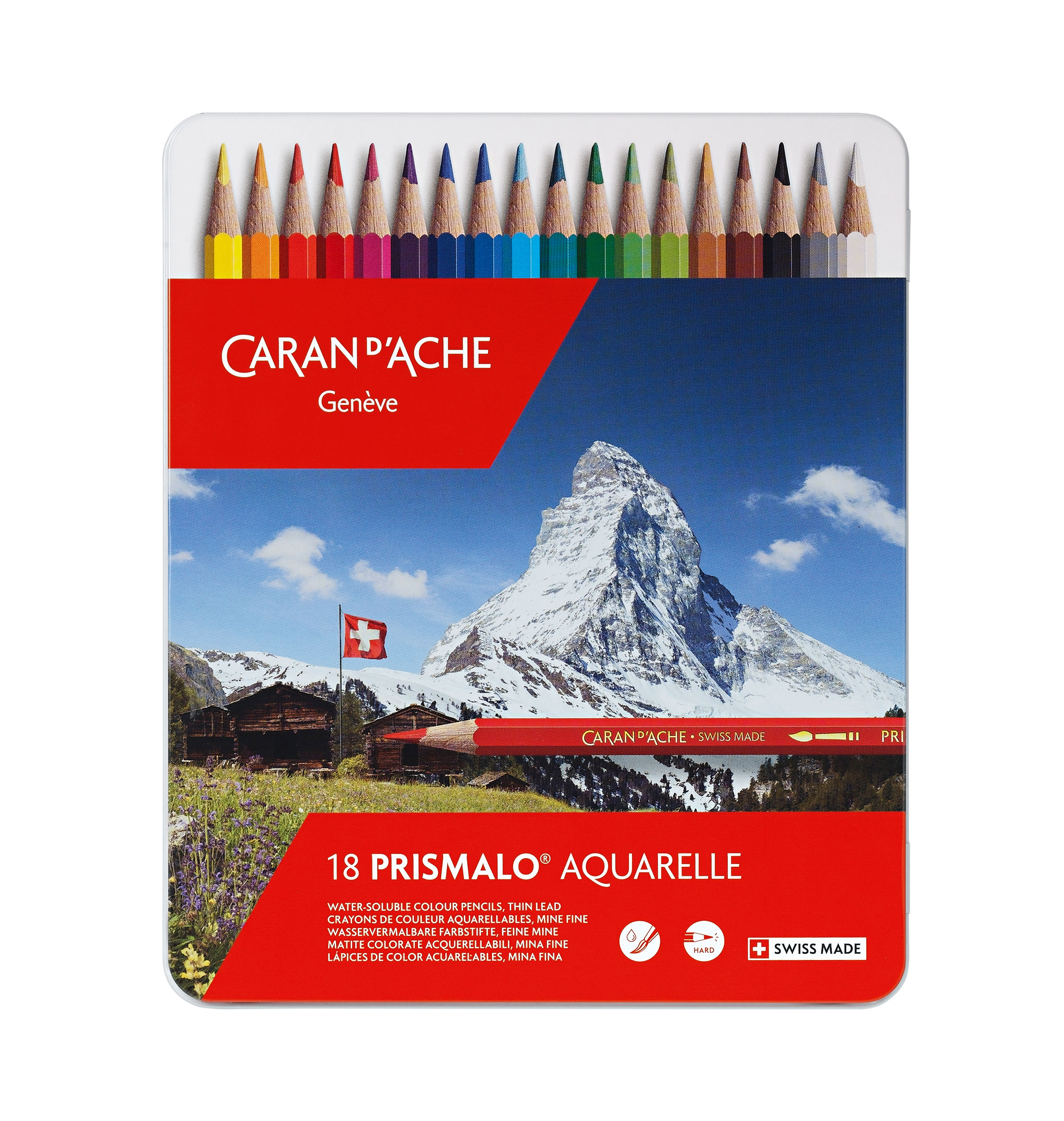 Lapis de Cores Aguareláveis Prismalo - Caran Dache - Caixa Metálica de 18 Cores Sortidas ( Imagem 5 de 5 ) - Preview
