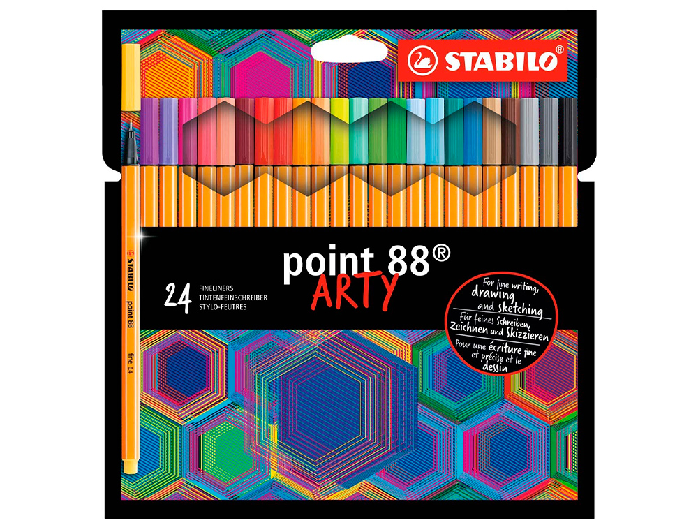 Marcador stabilo ponta de fibra point 88 arty line estojo cartao de 24 unidades cores sortidas ( Imagem 2 de 5 ) - Preview