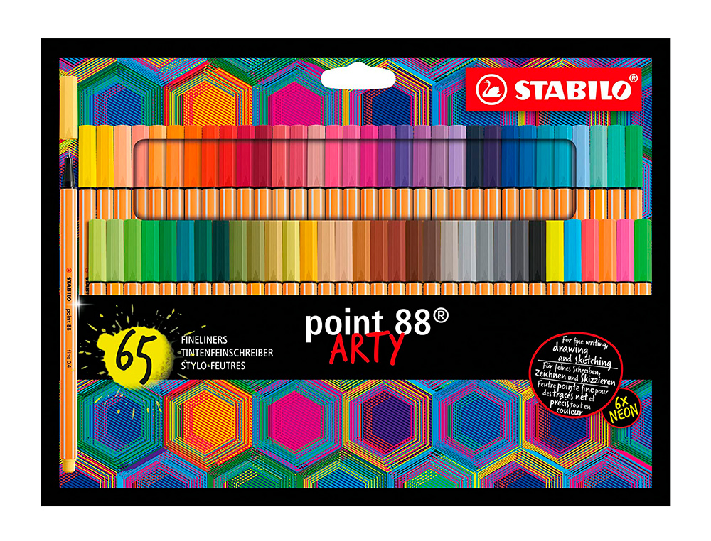 Marcador stabilo ponta de fibra point 88 arty line estojo cartao de 65 unidades cores sortidas ( Imagem 2 de 5 ) - Preview