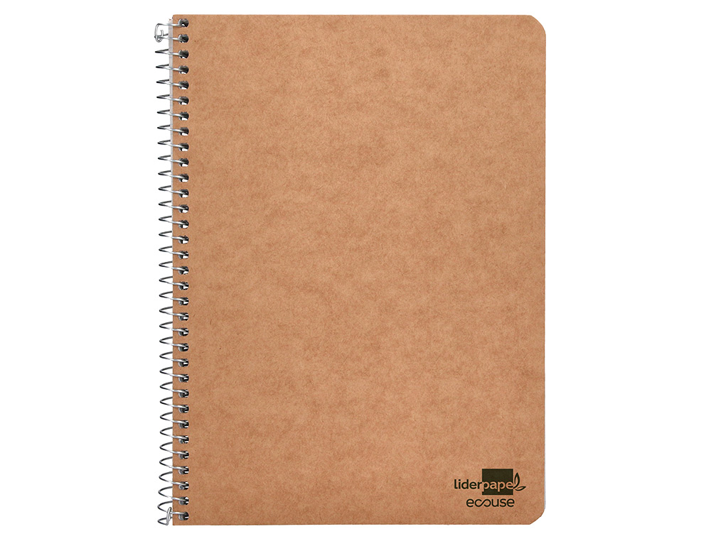 Bloc espiral liderpapel cuarto ecouse tapa cartulina kraft 80 hojas papel reciclado 60 gr cuadro 4 mm. ( Imagem 3 de 29 ) - Preview