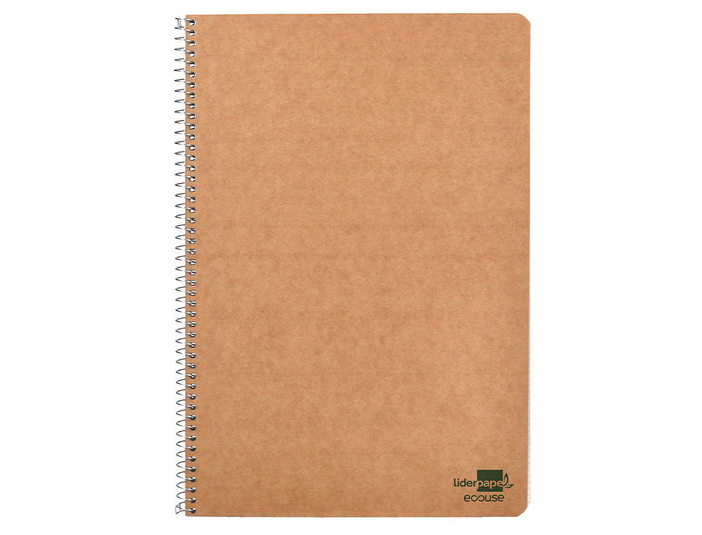 Bloc espiral liderpapel folio ecouse tapa cartulina kraft 80 hojas papel reciclado 60 gr cuadro 4 mm. con margen ( Imagem 3 de 20 ) - Preview