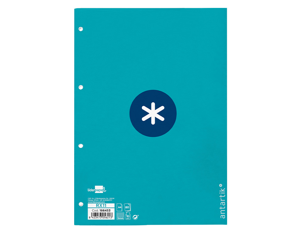 Recarga colada liderpapel antartik quadricula 5mm din a4 80 f 90 gr 4 furos 1 banda moldura cor turquesa ( Imagem 2 de 9 ) - Preview