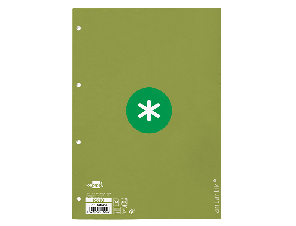 Recarga colada liderpapel antartik quadricula 5mm din a4 80 f 90 gr 4 furos 1 banda moldura cor menta ( Imagem 2 de 9 ) - Preview