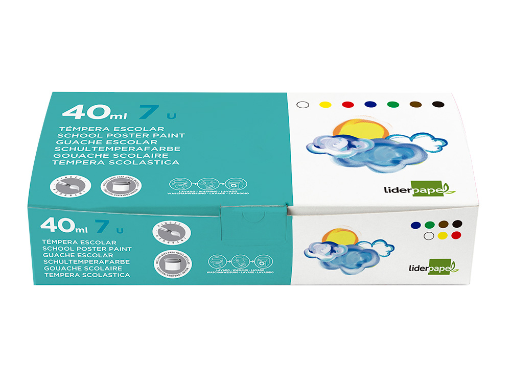 Guache liderpapel escolar 40 ml 7 cores sortidas + pincel ( Imagem 3 de 13 ) - Preview